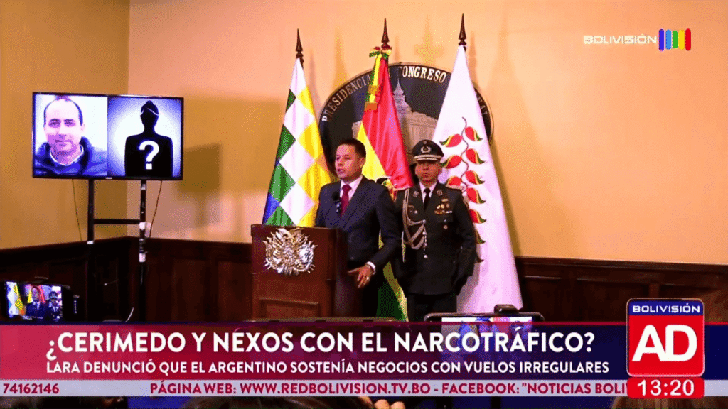 Lara denuncia vínculos de Cerimedo con el narcotráfico en Bolivia