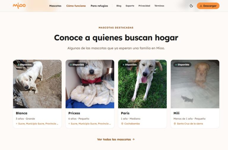 Lanzan Mioo, la app boliviana para adoptar mascotas