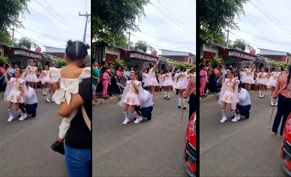 El conmovedor gesto de un padre para ayudar a su hija a desfilar