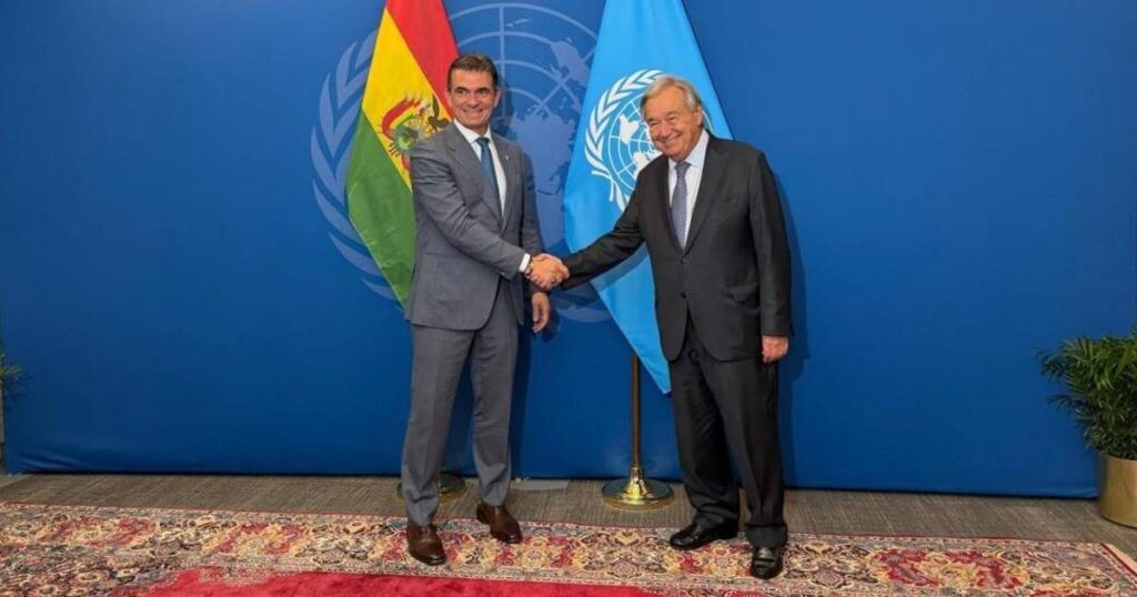 Paz se encuentra con el secretario general de la ONU y discute el papel de Bolivia en el mundo