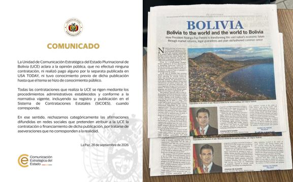 UCE desmiente pago por la separata de USA Today