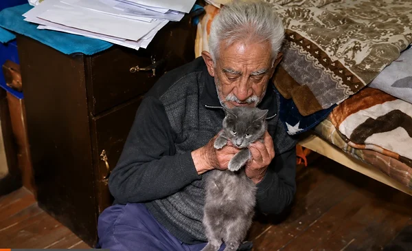 Un adulto mayor comparte su hogar con 14 gatos y enfrenta problemas para cobrar su Renta Dignidad