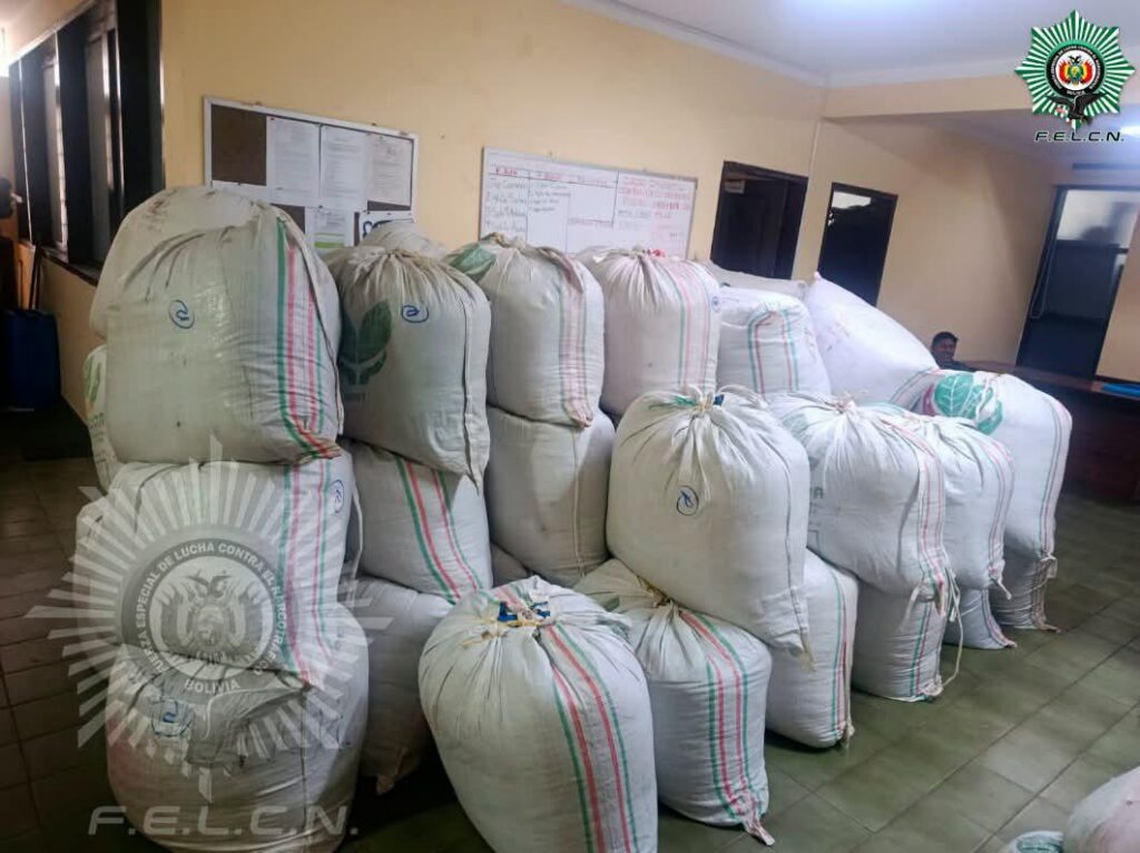 La FELCN incauta 2.500 libras de coca en la carretera Oruro-Potosí